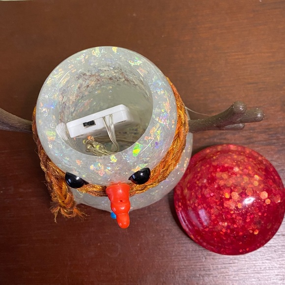 Festive Lighted Snowman Figurine - Handmade - Picture 4 of 4